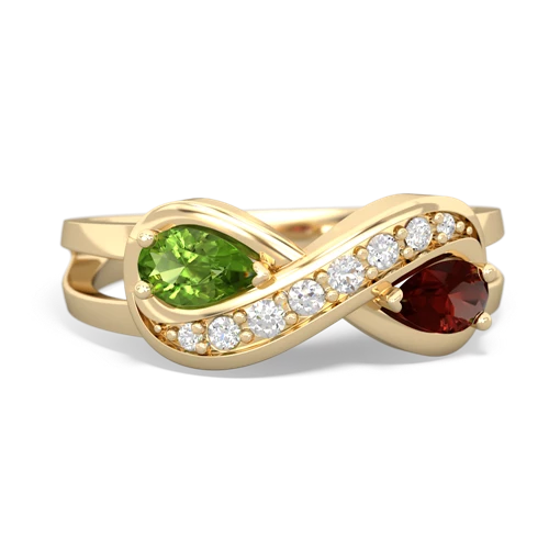 peridot-garnet diamond infinity ring