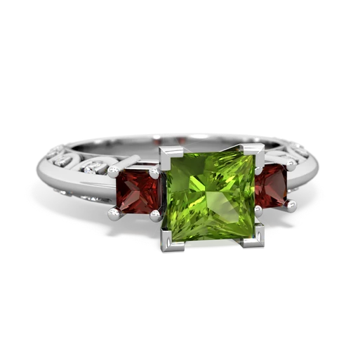 Peridot Genuine Peridot with Genuine Garnet and Lab Created Alexandrite Art Deco ring Ring