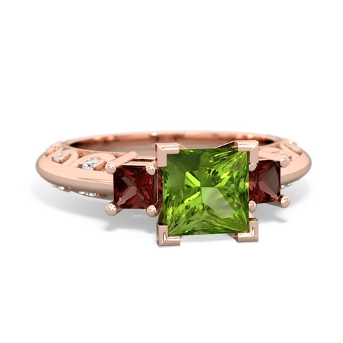 peridot-garnet engagement ring