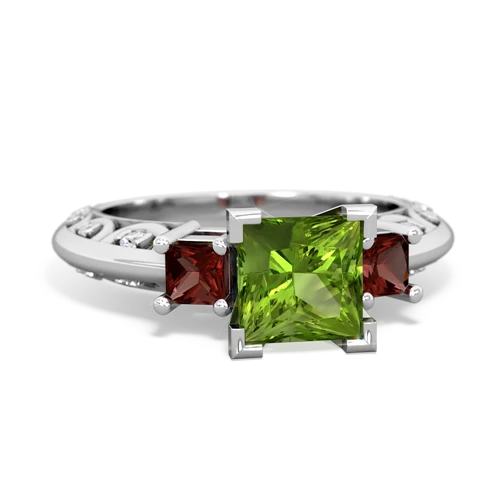 peridot-garnet engagement ring