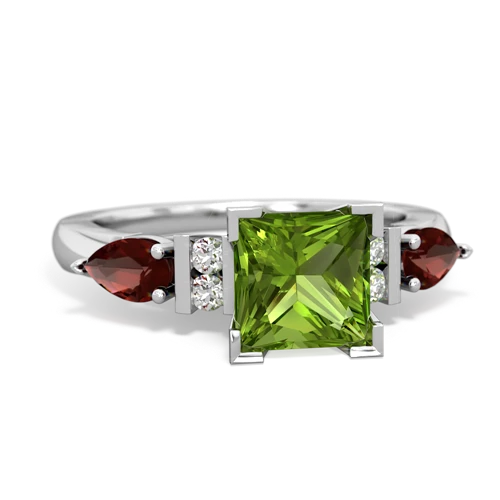 Peridot Genuine Peridot with Genuine Garnet and  Engagement ring Ring