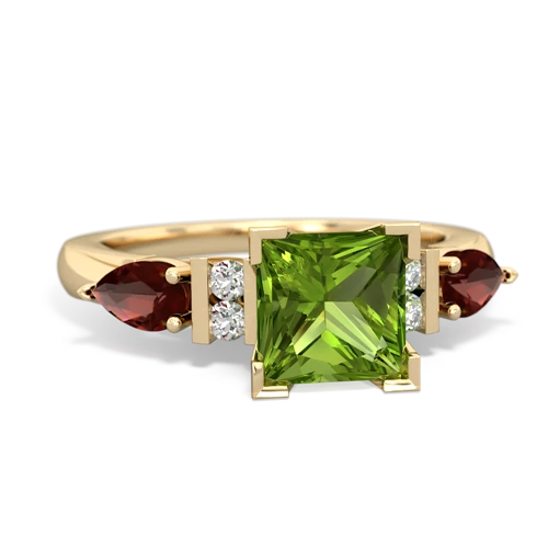 Peridot Genuine Peridot with Genuine Garnet and Genuine Pink Tourmaline Engagement ring Ring