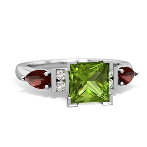 peridot-garnet engagement ring