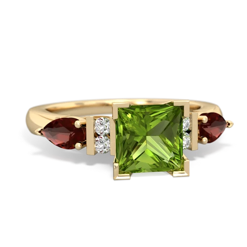 peridot-garnet engagement ring