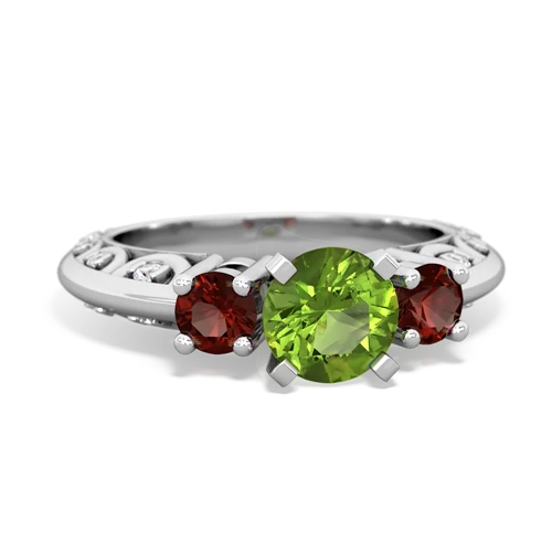 peridot-garnet engagement ring