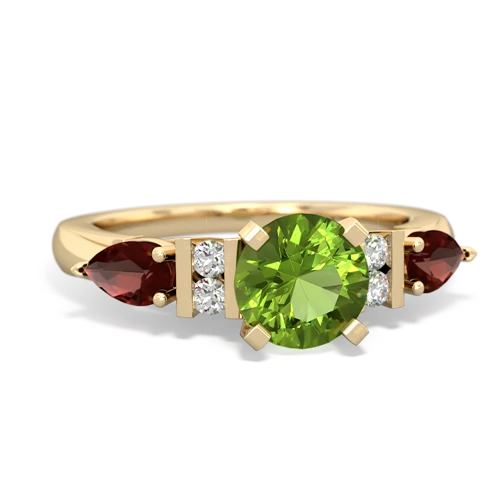 Peridot Genuine Peridot with Genuine Garnet and Lab Created Alexandrite Engagement ring Ring