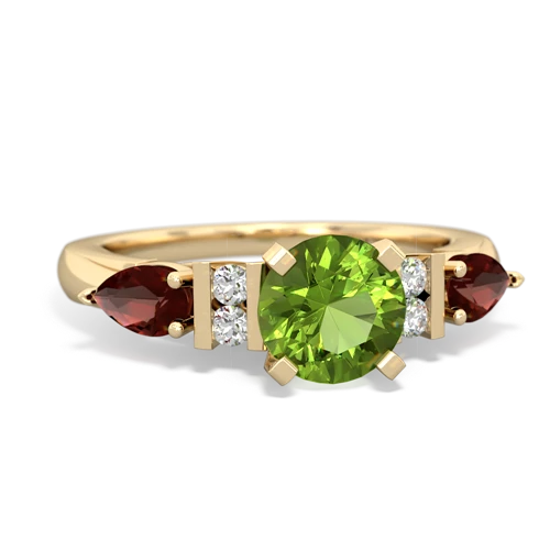 peridot-garnet engagement ring