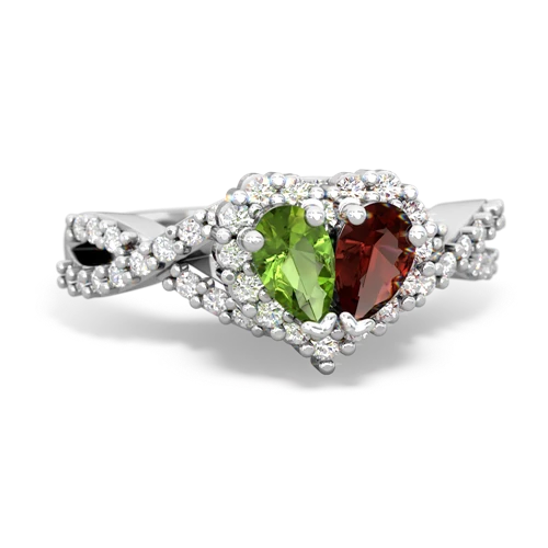 peridot-garnet engagement ring