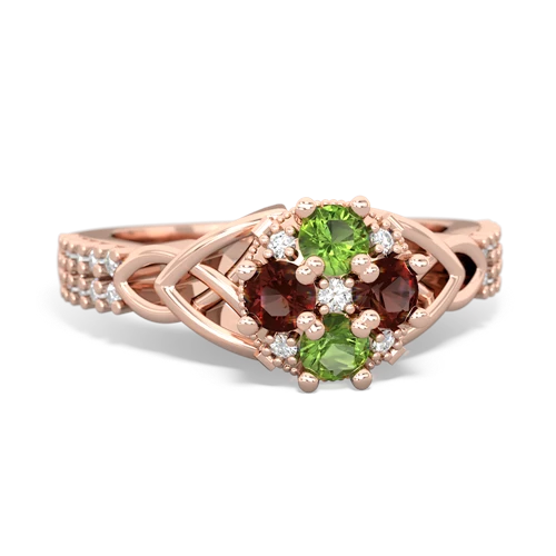 peridot-garnet engagement ring