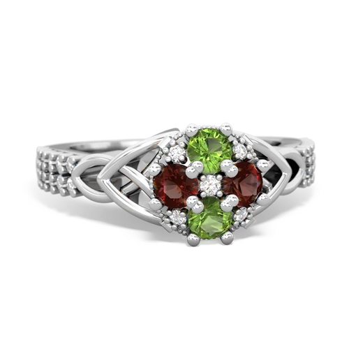 peridot-garnet engagement ring