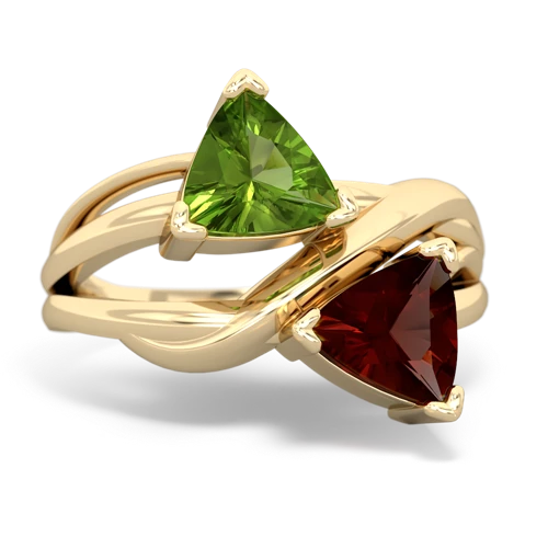 peridot-garnet filligree ring