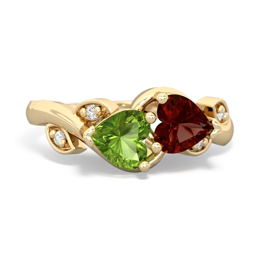 peridot-garnet floral keepsake ring