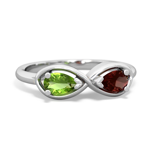 peridot-garnet infinity ring