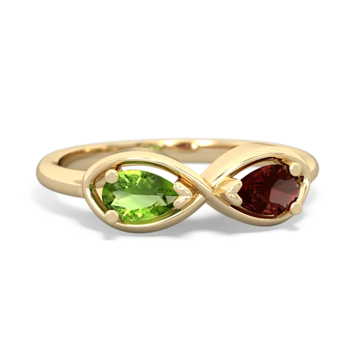 peridot-garnet infinity ring