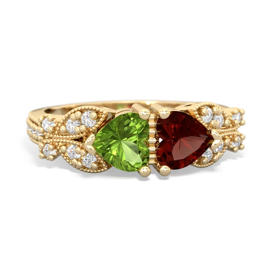 Peridot Genuine Peridot with Genuine Garnet Diamond Butterflies ring Ring