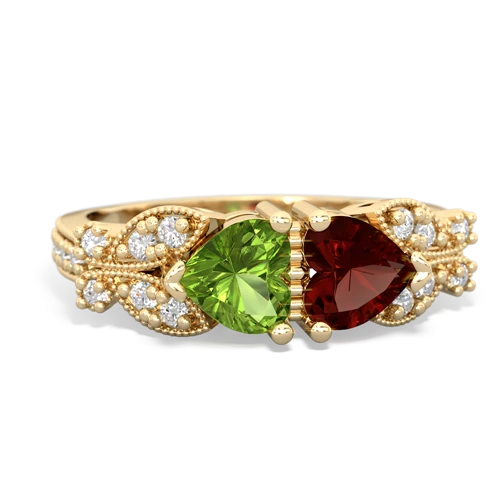 peridot-garnet keepsake butterfly ring