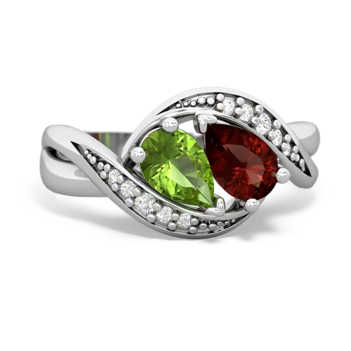 peridot-garnet keepsake curls ring