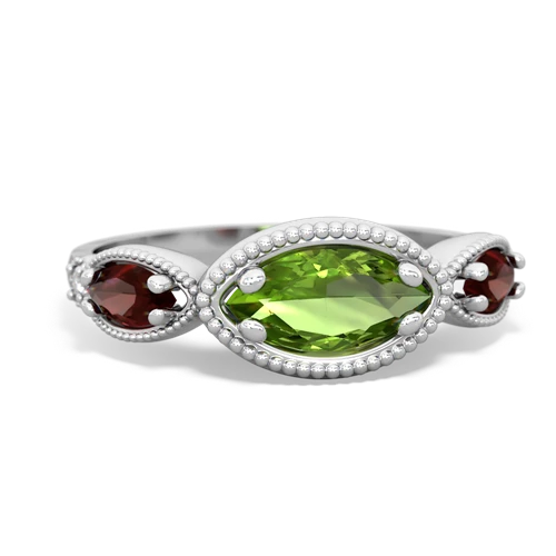 peridot-garnet milgrain marquise ring