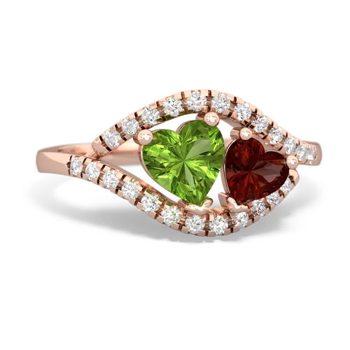 peridot-garnet mother child ring