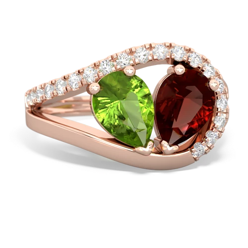 peridot-garnet pave heart ring