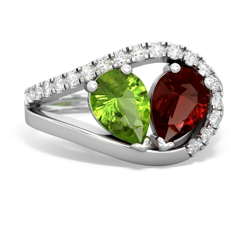 peridot-garnet pave heart ring