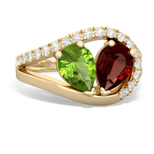 peridot-garnet pave heart ring