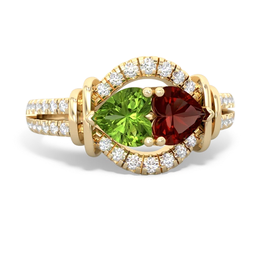 peridot-garnet pave keepsake ring