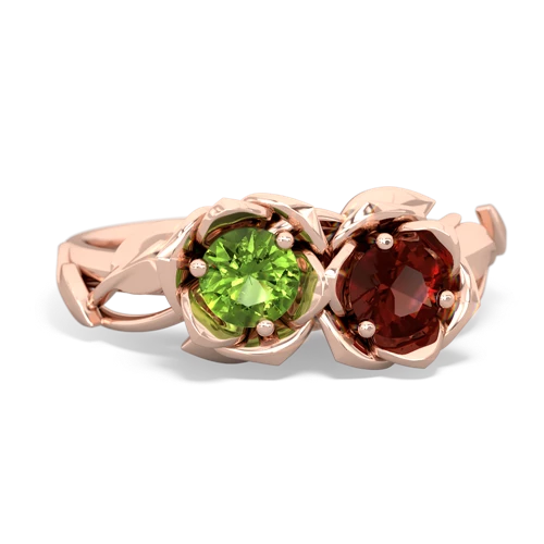 Peridot Genuine Peridot with Genuine Garnet Rose Garden ring Ring