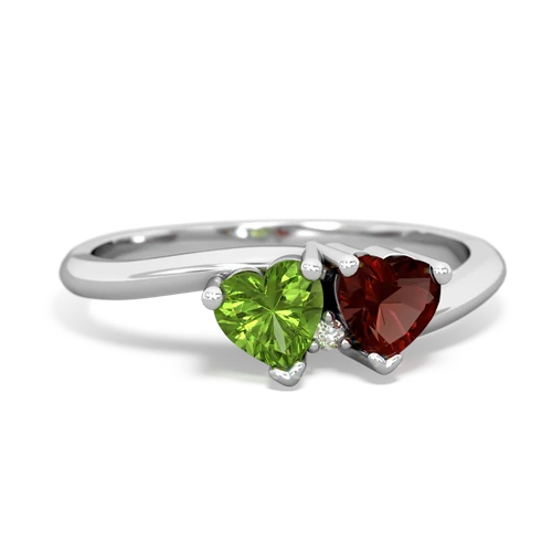 Peridot Genuine Peridot with Genuine Garnet Sweetheart's Promise ring Ring