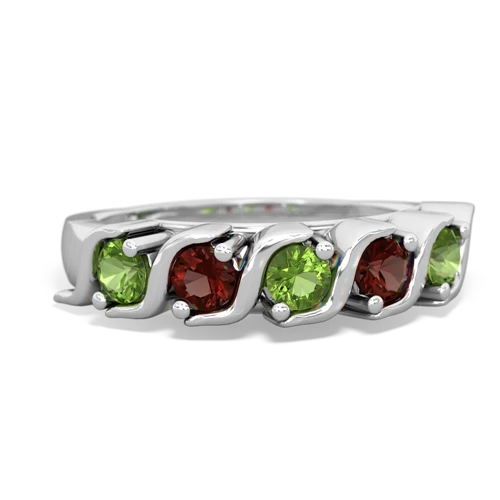 peridot-garnet timeless ring