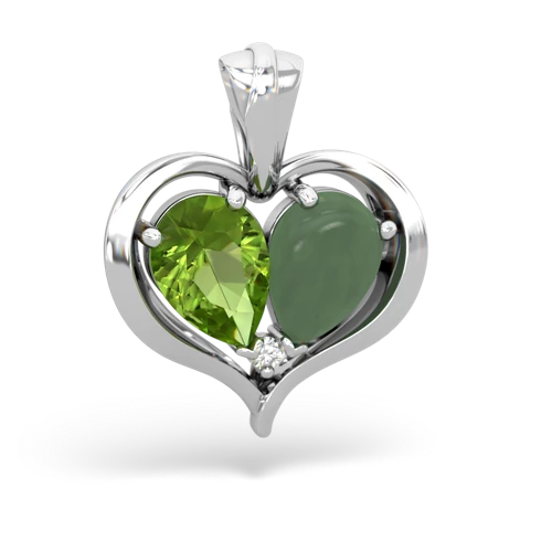 peridot-jade half heart whole pendant