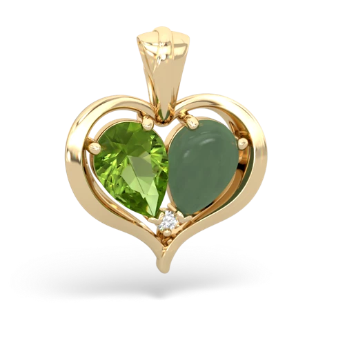 peridot-jade half heart whole pendant
