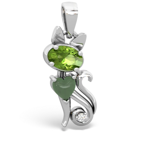 peridot-jade kitten pendant