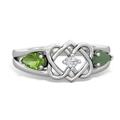 peridot-jade double heart ring