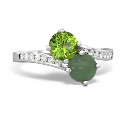 peridot-jade two stone channel ring