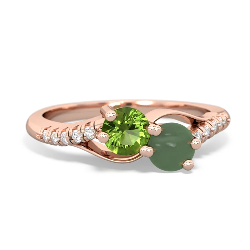 peridot-jade two stone infinity ring