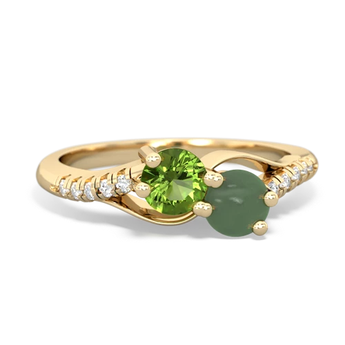 peridot-jade two stone infinity ring