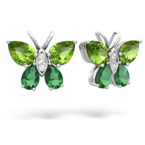 peridot-lab emerald butterfly earrings