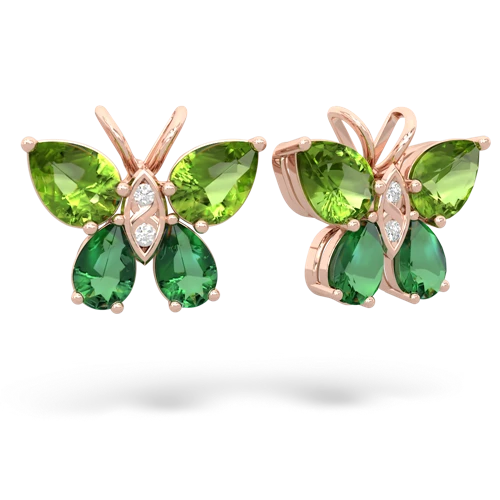 peridot-lab emerald butterfly earrings