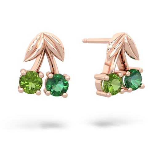 peridot-lab emerald cherries earrings