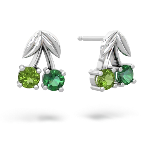 peridot-lab emerald cherries earrings