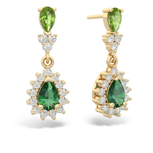 peridot-lab emerald dangle earrings