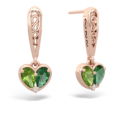 peridot-lab emerald filligree earrings