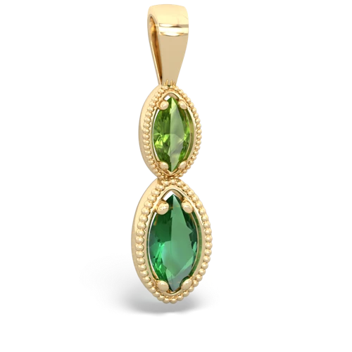 peridot-lab emerald antique milgrain pendant