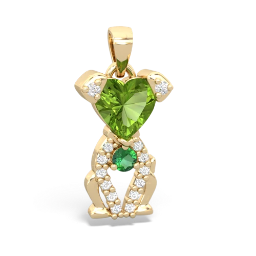 peridot-lab emerald birthstone puppy pendant