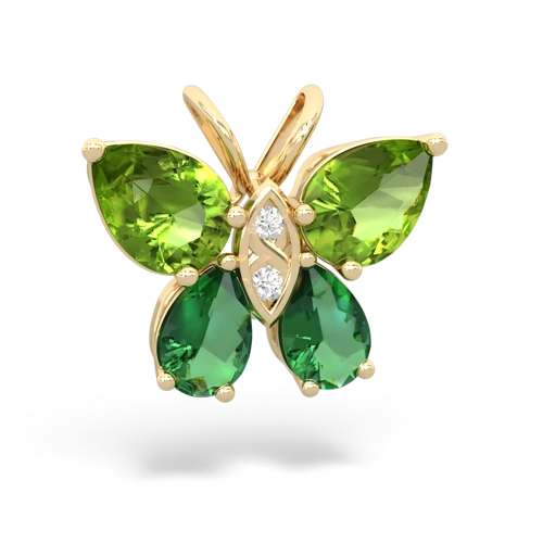 peridot-lab emerald butterfly pendant