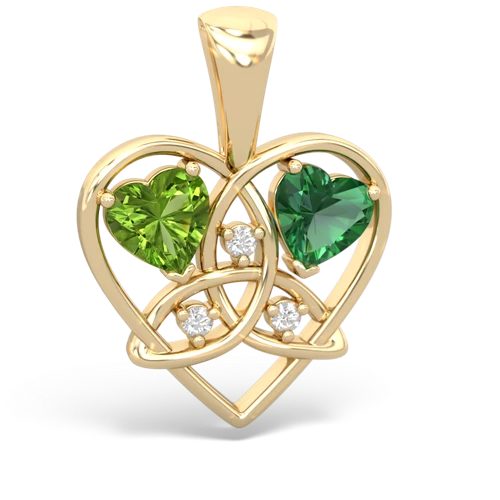 peridot-lab emerald celtic heart pendant
