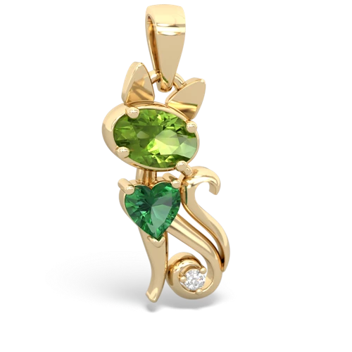 peridot-lab emerald kitten pendant