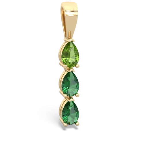 Genuine Peridot with Lab Created Emerald and Genuine Aquamarine Three Stone pendant