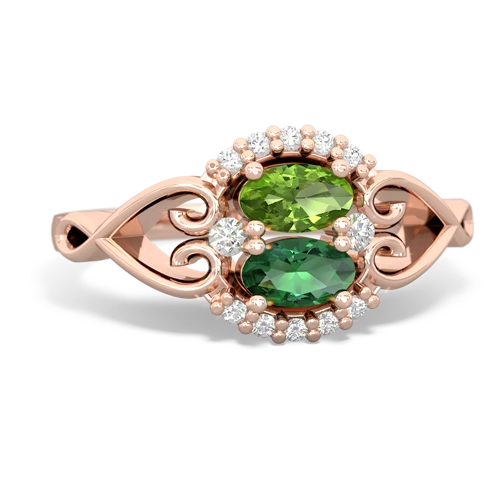 peridot-lab emerald antique keepsake ring